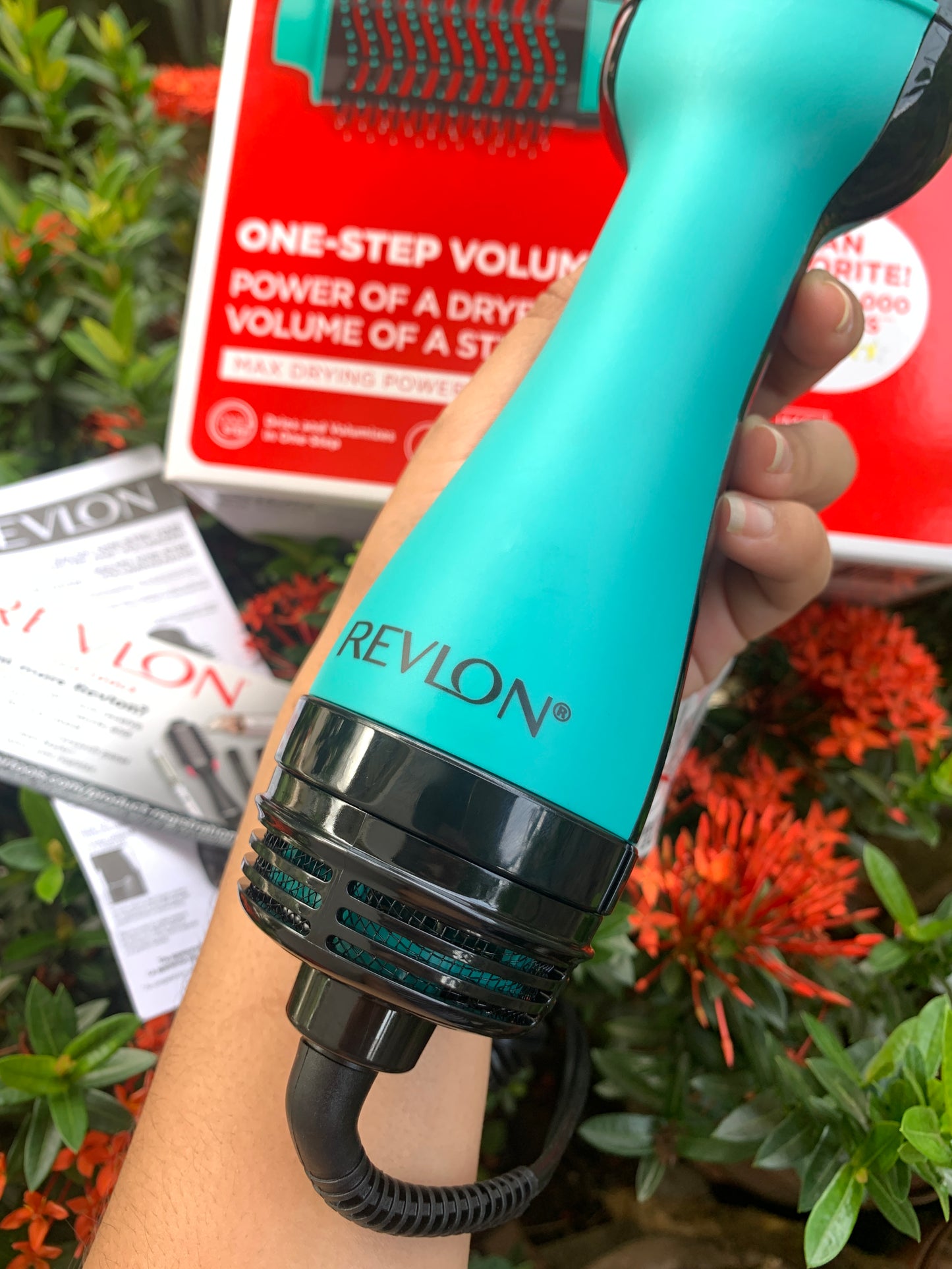 Revlon | Cepillo de aire caliente, secador y voluminizador (verde azulado) CREV02