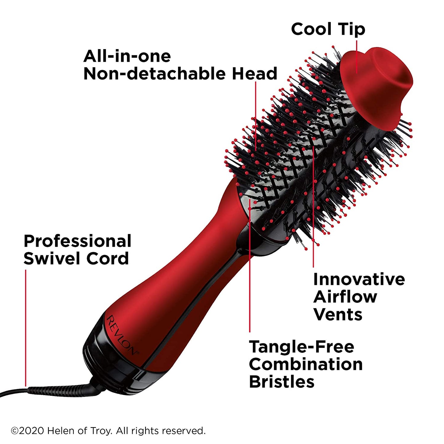 Revlon | Secador de pelo y cepillo de aire caliente (rojo)/CREV04